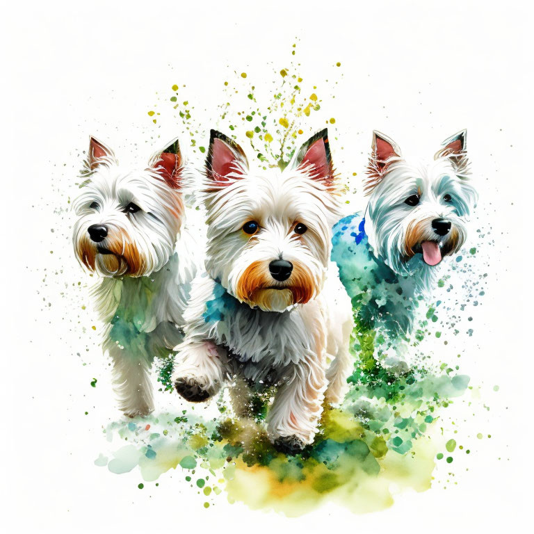 Westie Terrier dogs playing