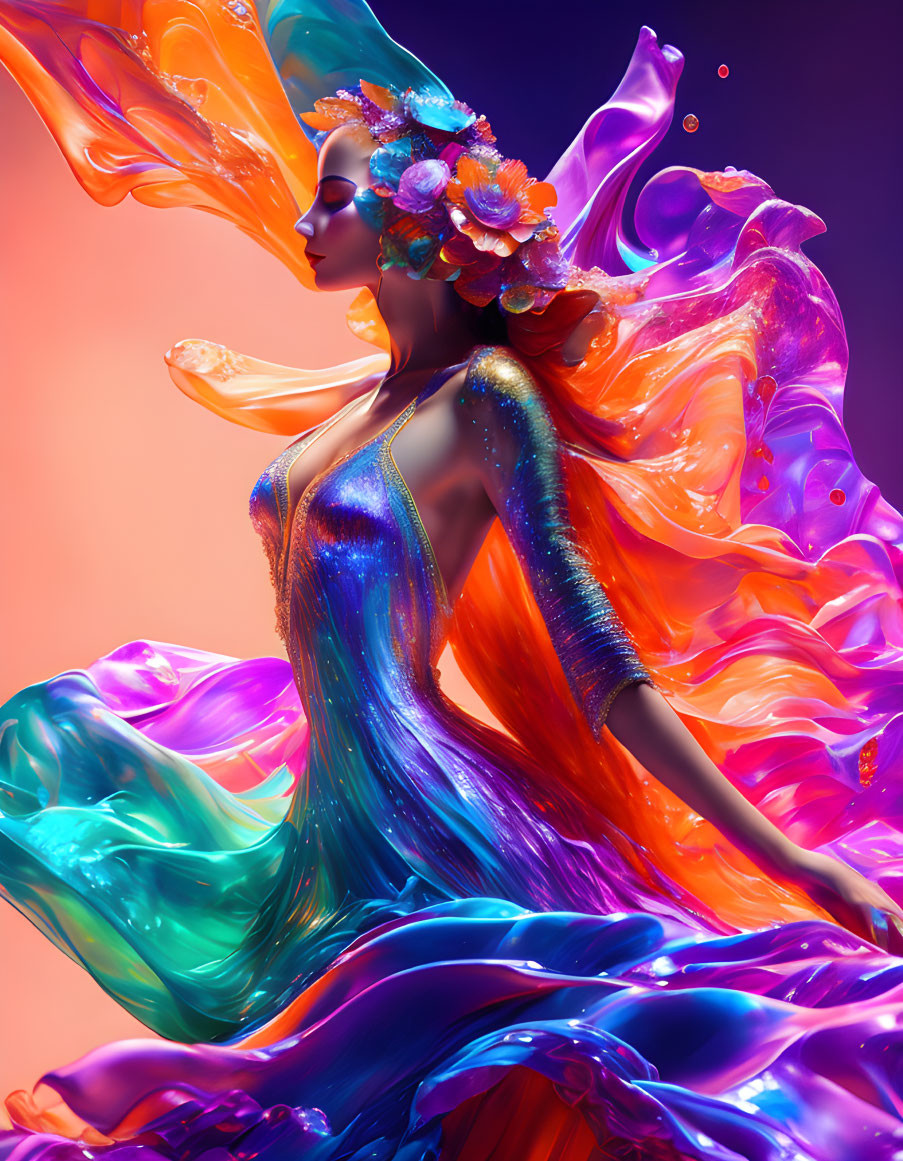 Colorful liquid ballerina 