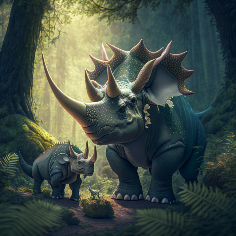   Triceratops and  baby triceratops