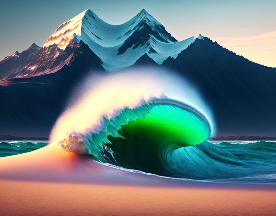make a mountain with a wave and a gear around it