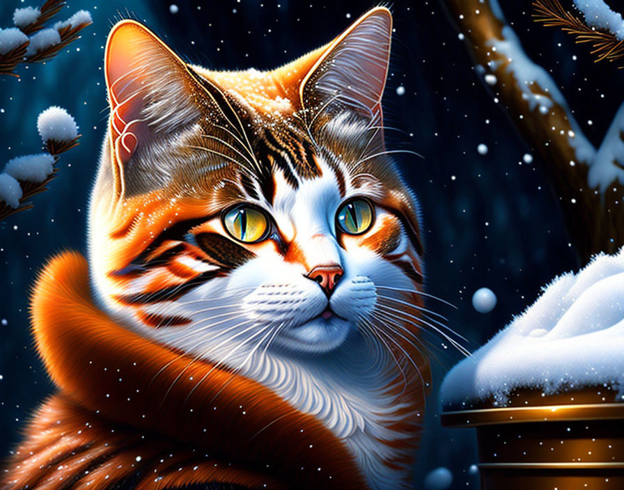 Winter, Cats, Snow, Cat, Animal, Hiding, Tabby Cat