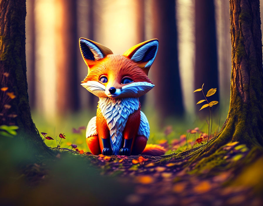 Cute fox in the woods