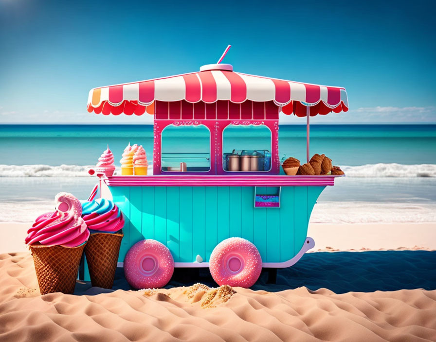 ice cream cart on the beach