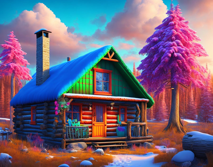 cabin, very colorful and detailed. 