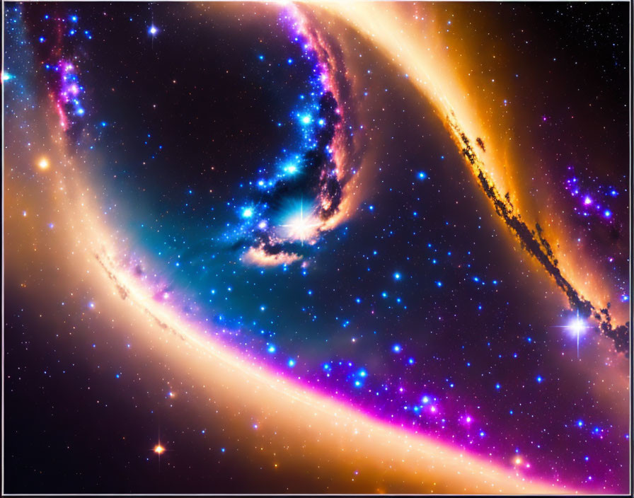 Colorful Spiral Galaxy with Stars and Nebulae in Space