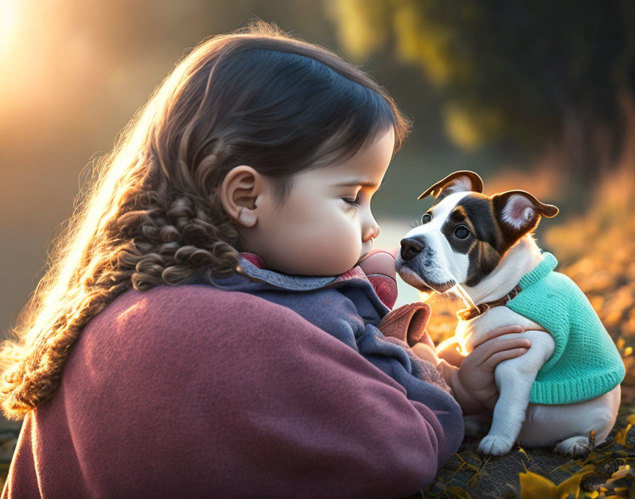 Little Girl and a Dog