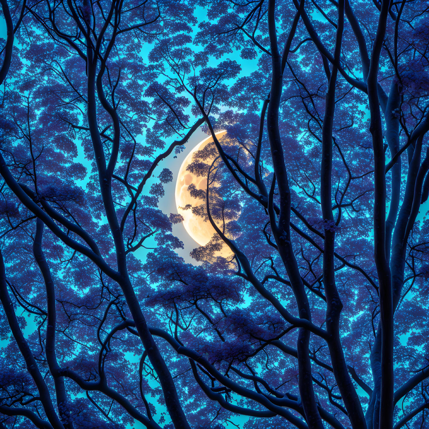 Moon behind tree 