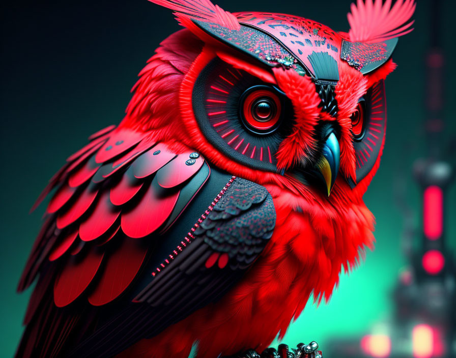Red cybernetic Owl