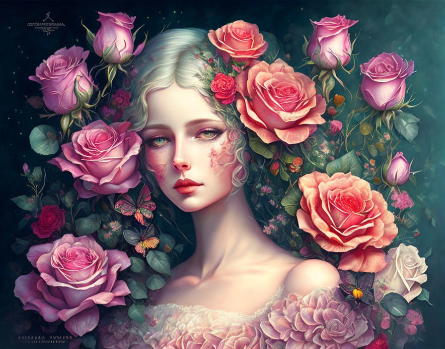 Girl and roses