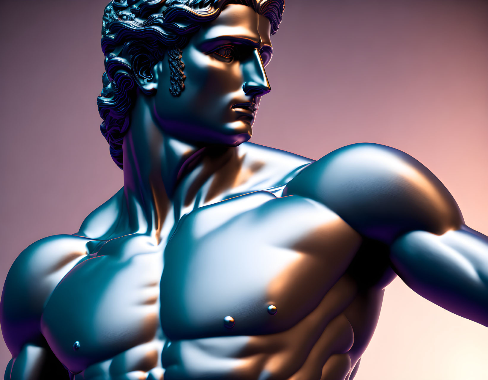 Detailed 3D rendering of classical sculpture bust on gradient background