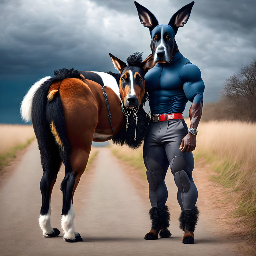 Dog having donkey dick with big muscles and six pa