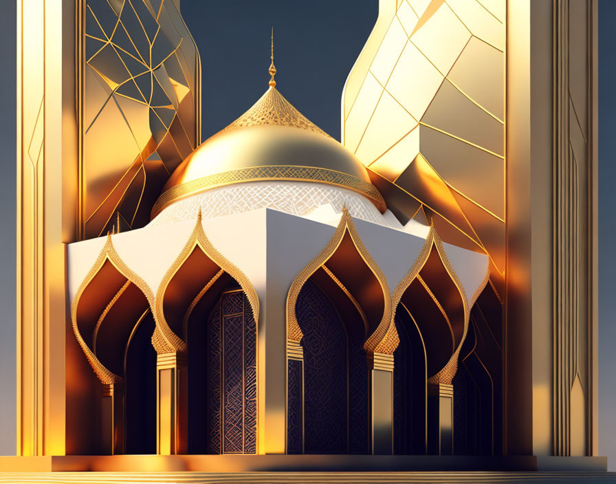 Golden-domed structure with intricate Islamic architecture.