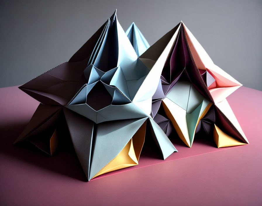 Colorful Geometric Origami Structures on Pink Surface