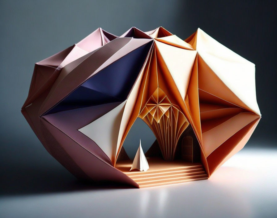 Intricate Paper Art Sculpture of Stylized Architectural Model