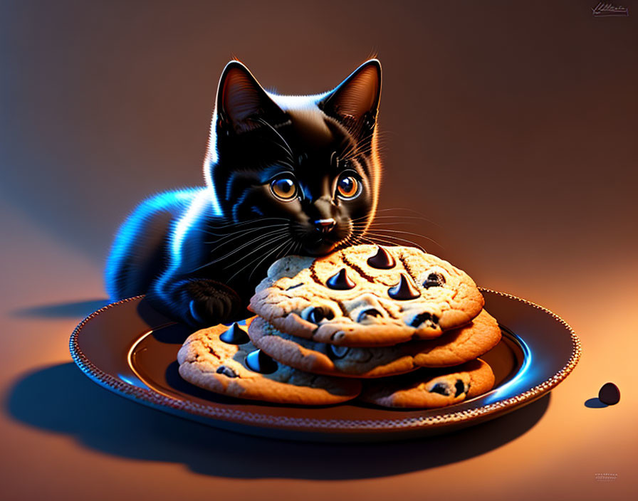 Kitten likes chocolate cookies