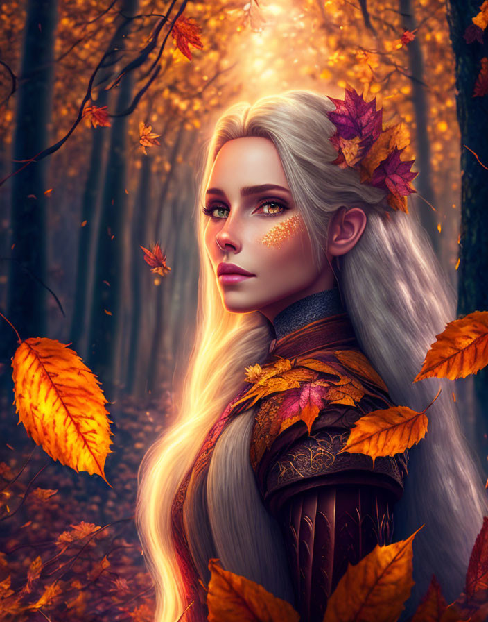 Autumn leaves and princess