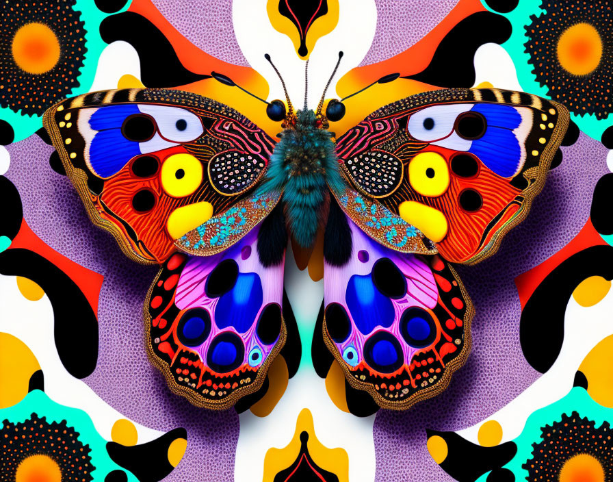 nine-spotted moth by Yayoi Kusama, background 