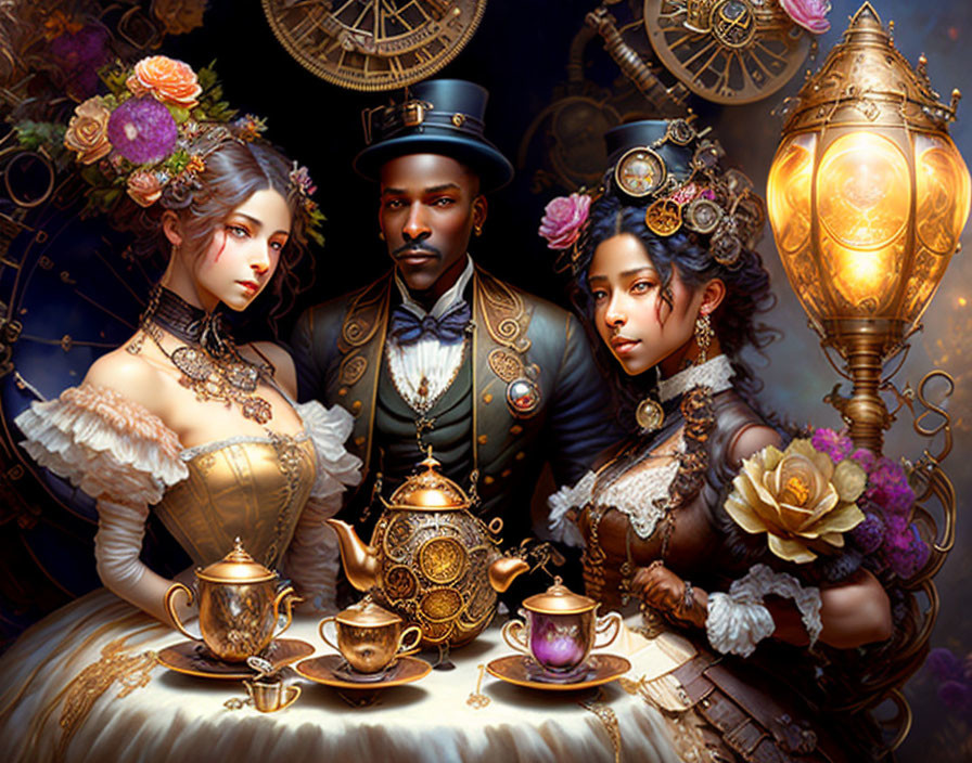 Steampunk art, it is time for a tea party