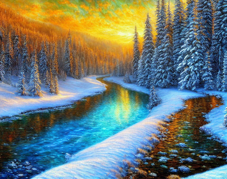  Winter valley, hyperdetailed defined oil painting