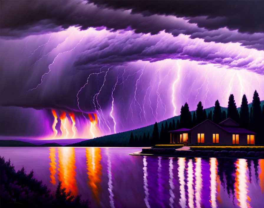  lightning strikes over an Infinity pool, 