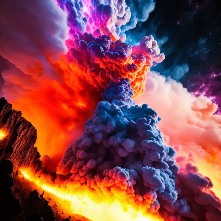  massive billowing amazing multicoloured volcanic 
