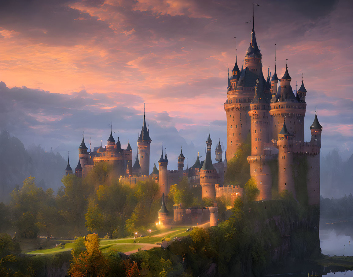  dawn reflected in the gothic castle 