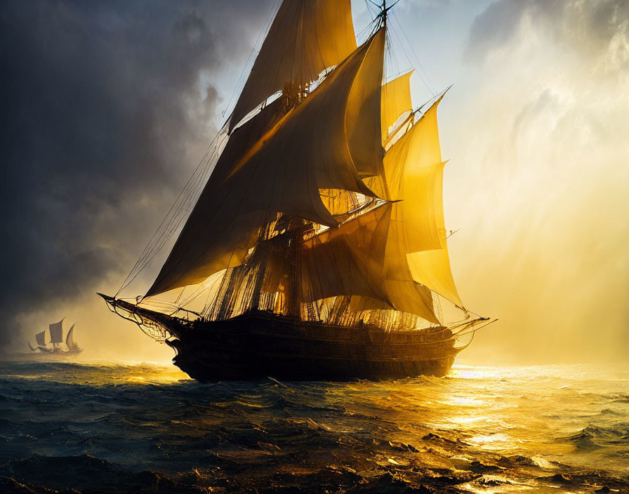 The sails glow in the sunlight