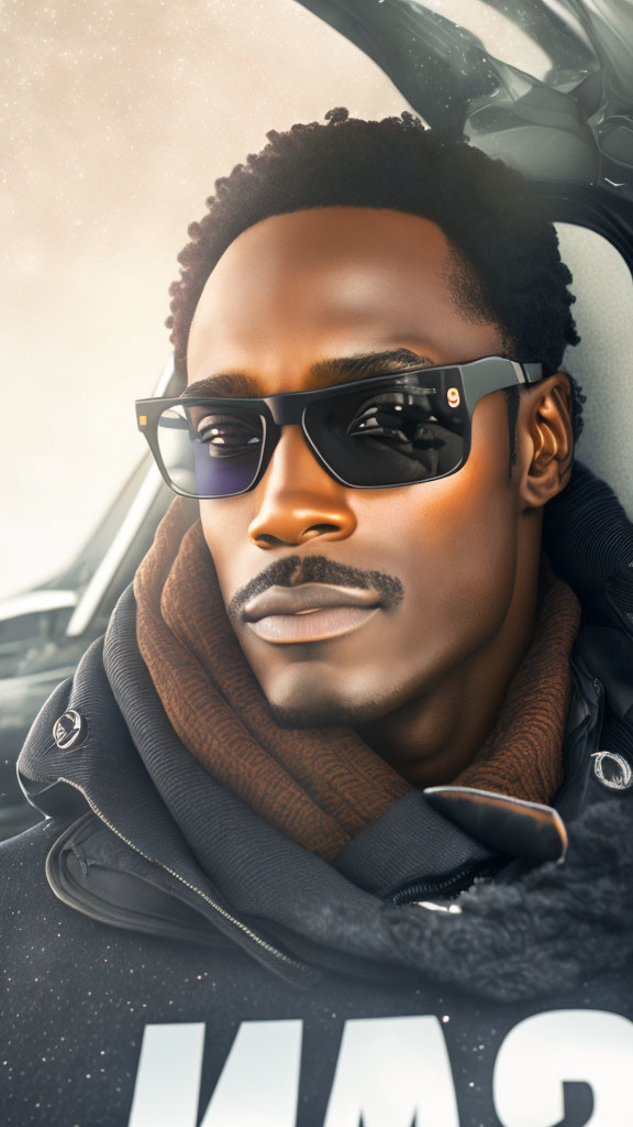 A strong dark-skinned man with glasses.