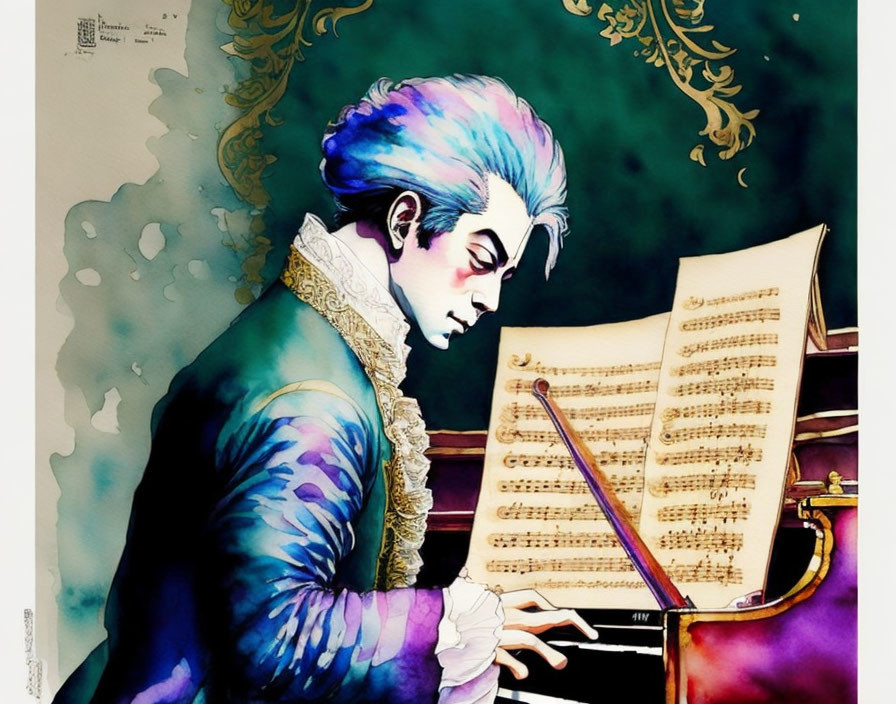 Mozart playing the piano 