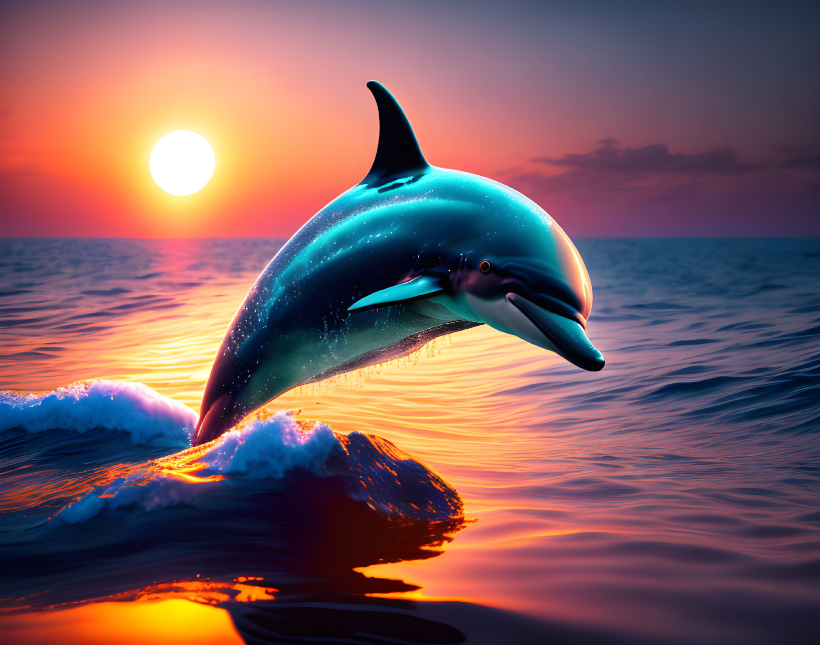 dolphin, sunrise
