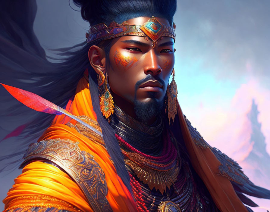 Vivid colorful portrait of an Ancient Warrior
