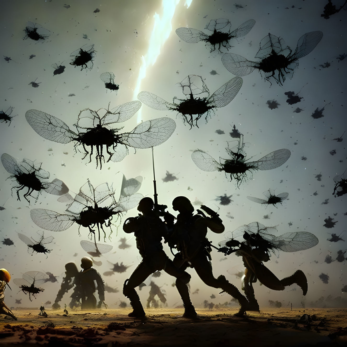 A Swarm of Alien Insects Attack the Human Settlers