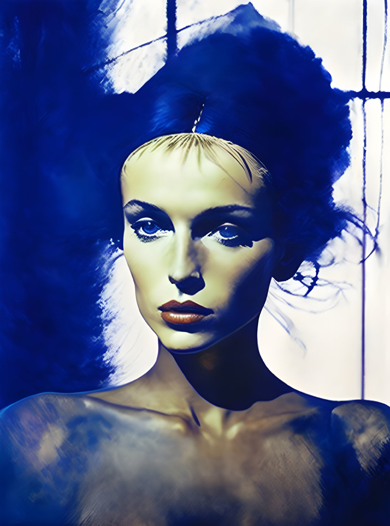 Portrait of Woman on Yves Klein’s colors