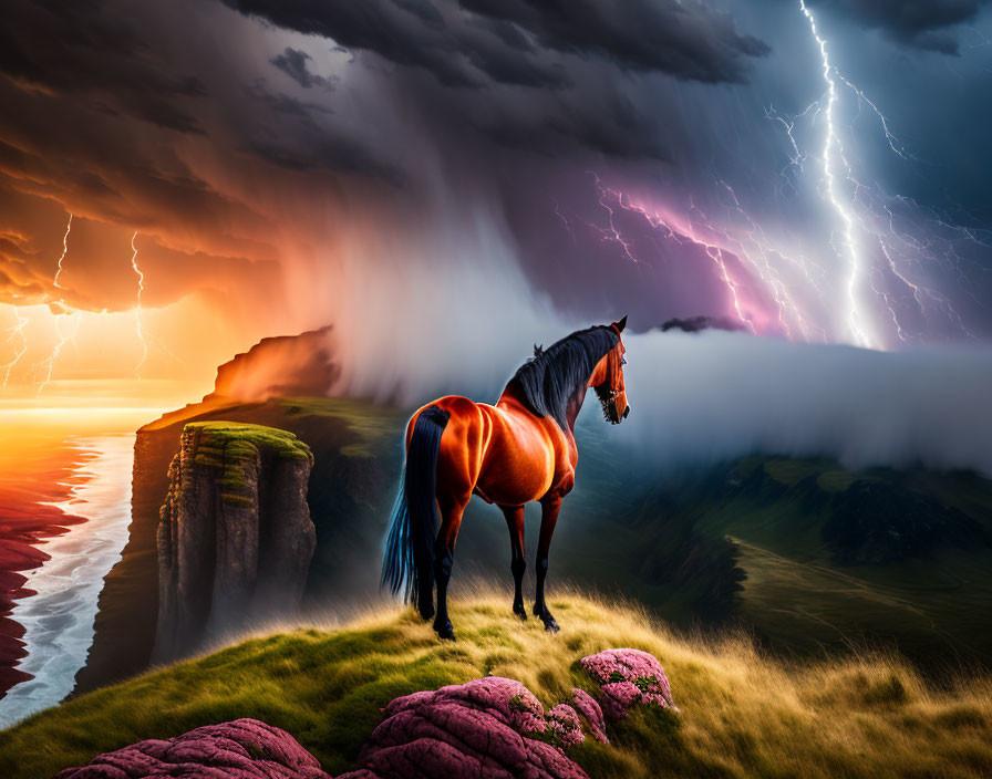 Horse on cliff