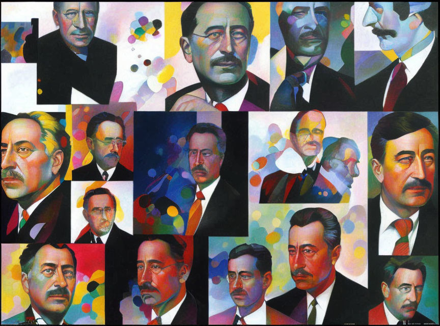 Colorful Abstract Stylized Man Portraits Collage
