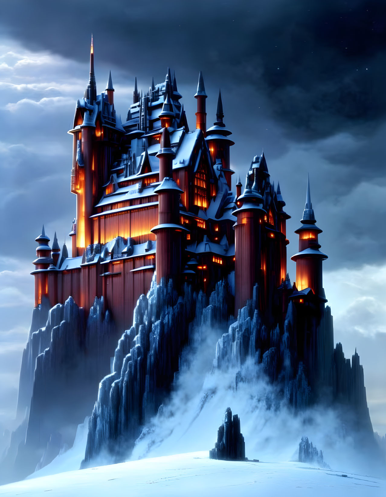 frozen lands High Castle During Thunderstorms Man 