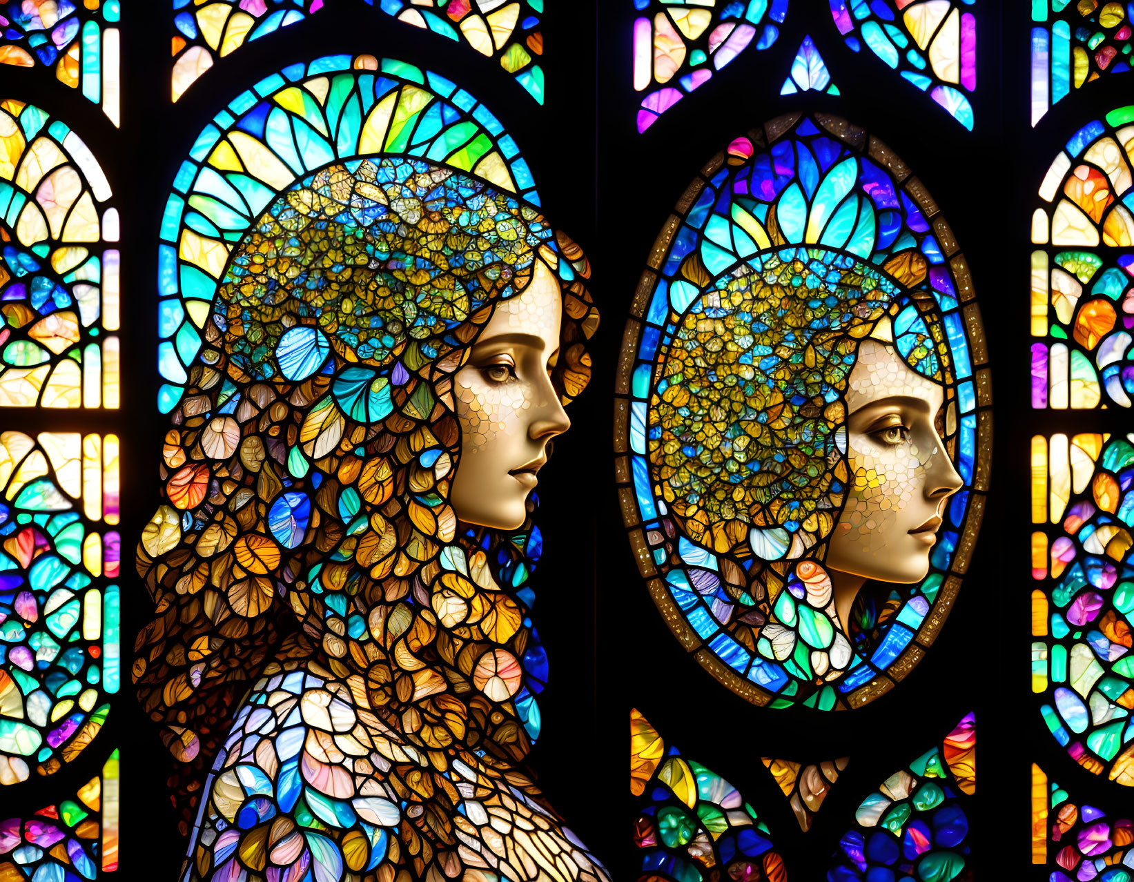 Stained glass lady