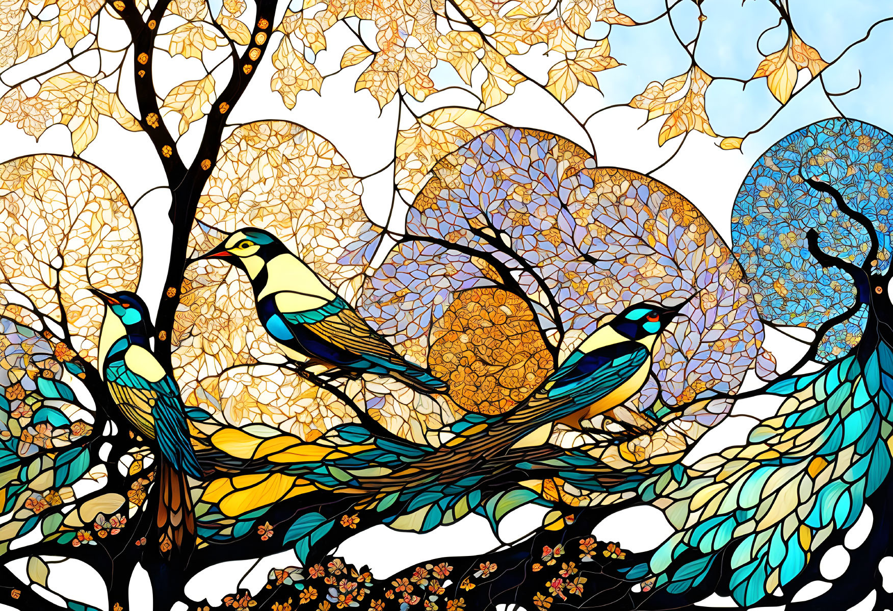 Stained glass of birds