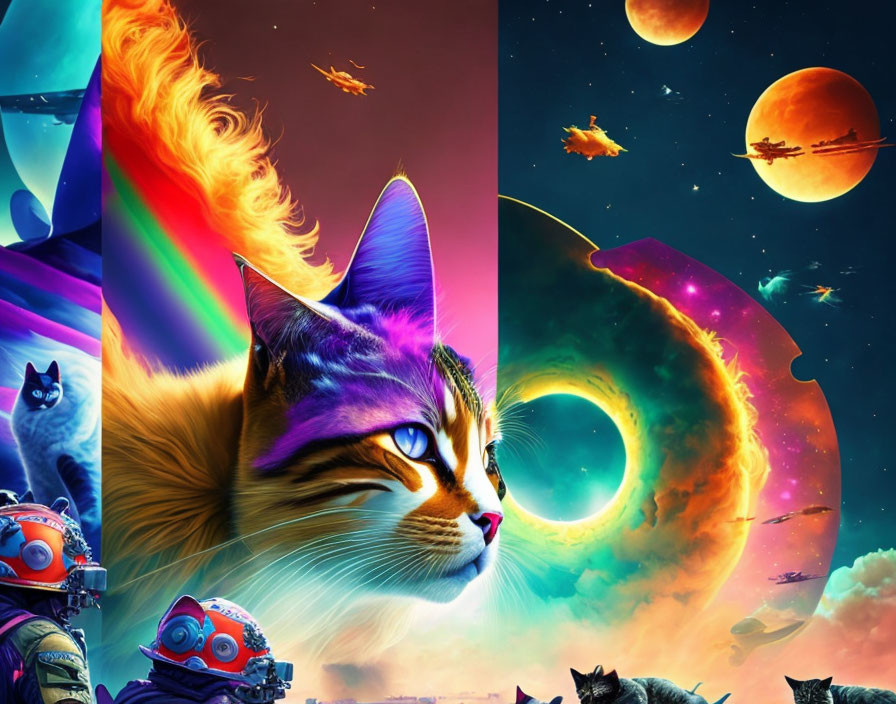 Cats going to colonize an alien psychedelic planet