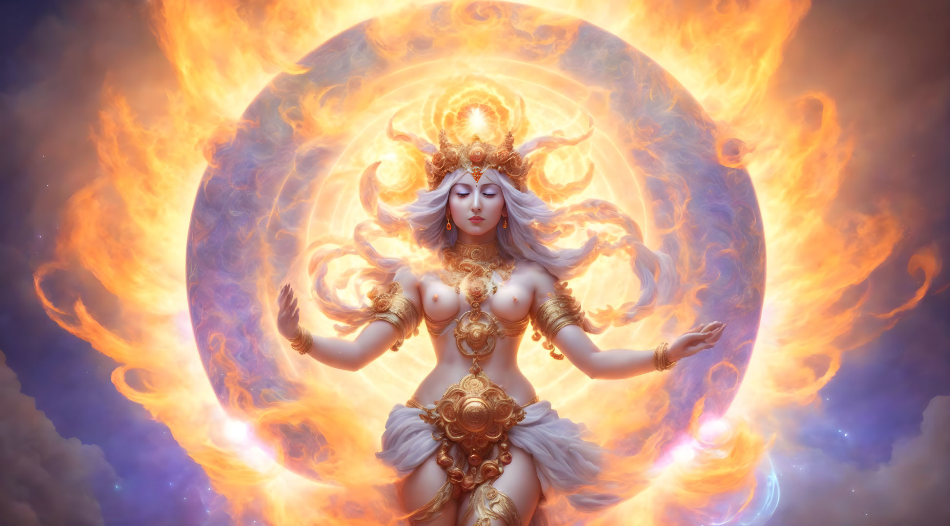 Goddess with a powerful aura around