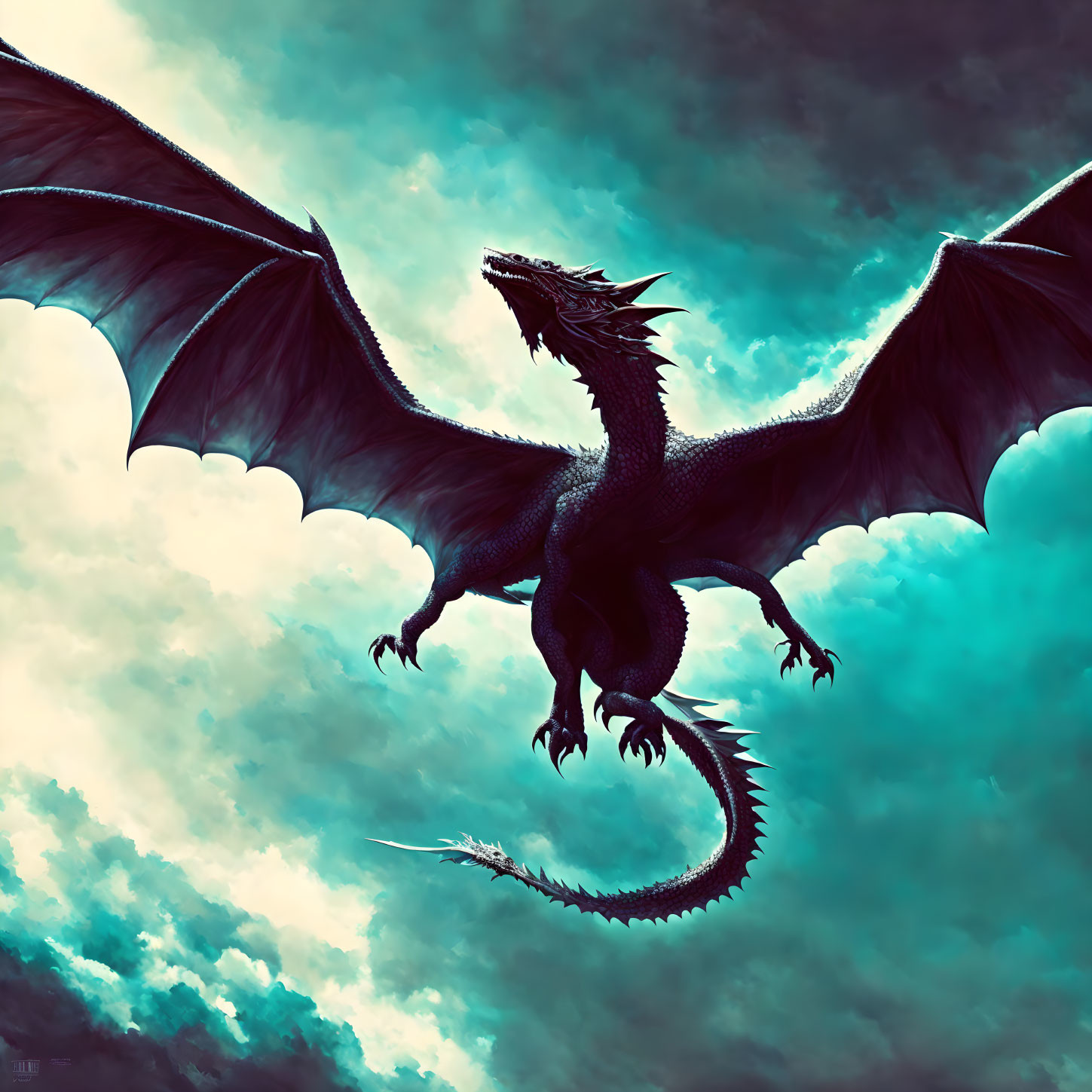 Great dragón flying