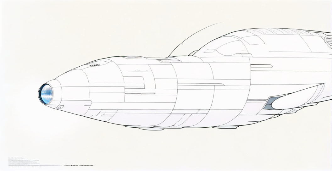 Detailed Side View of Conceptual Spacecraft Blueprint