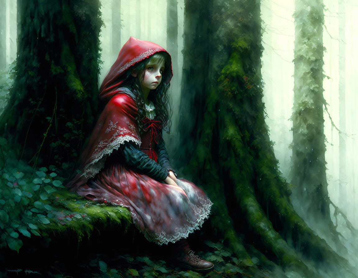 The wolf ran away from Little Red Riding Hood