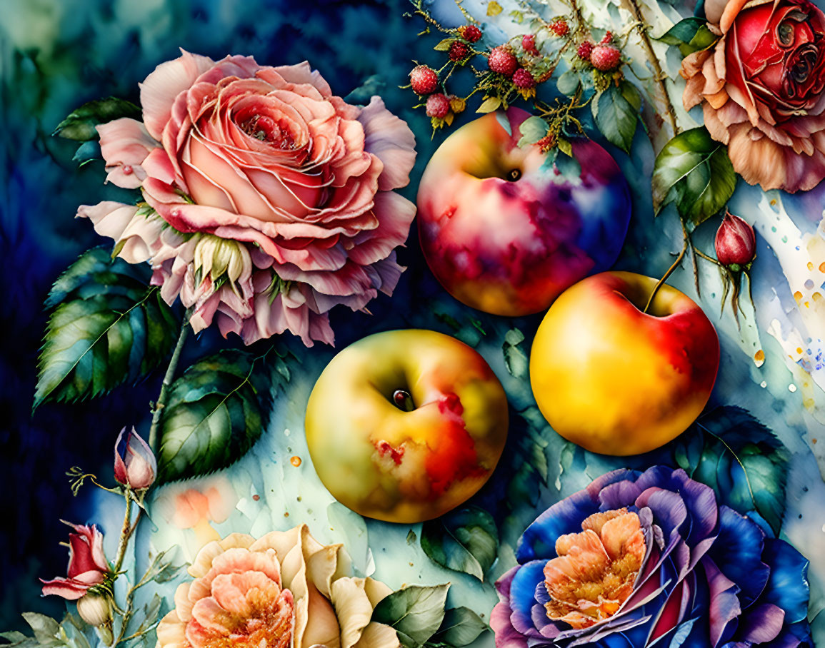 Fruits and roses