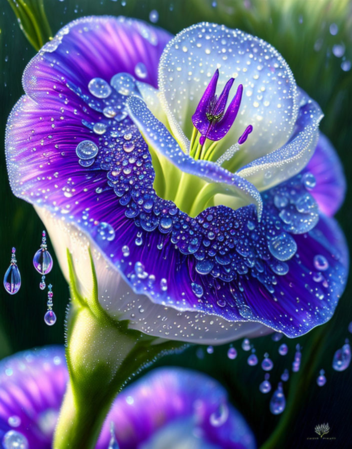 Lisianthus flower with dew drops