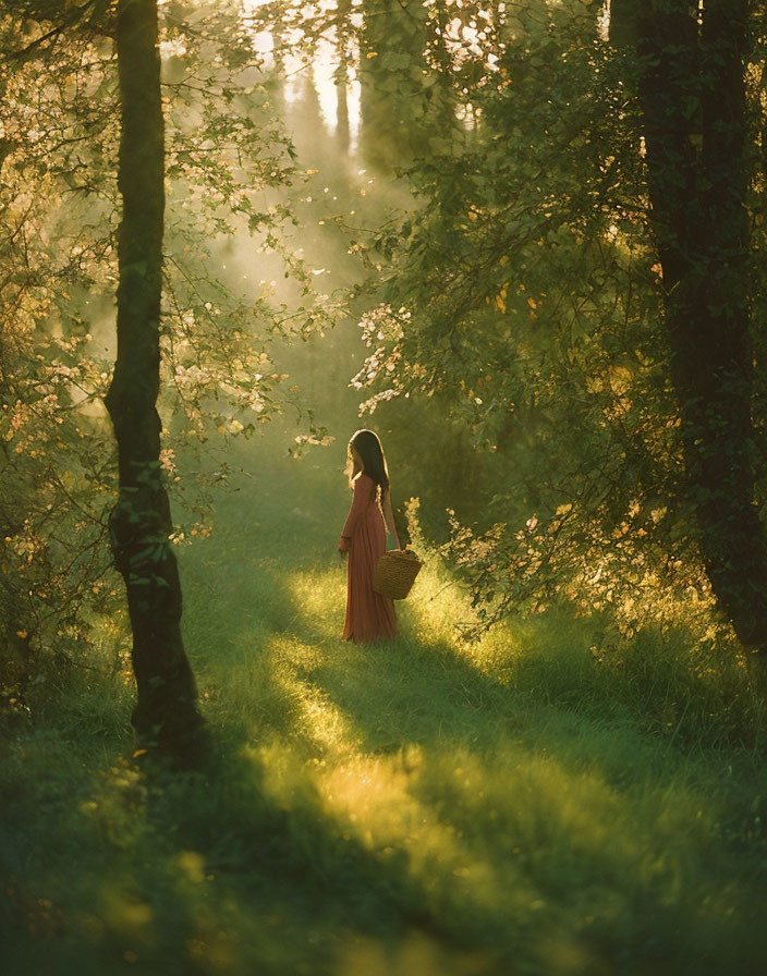 Young lady in enchanted forest