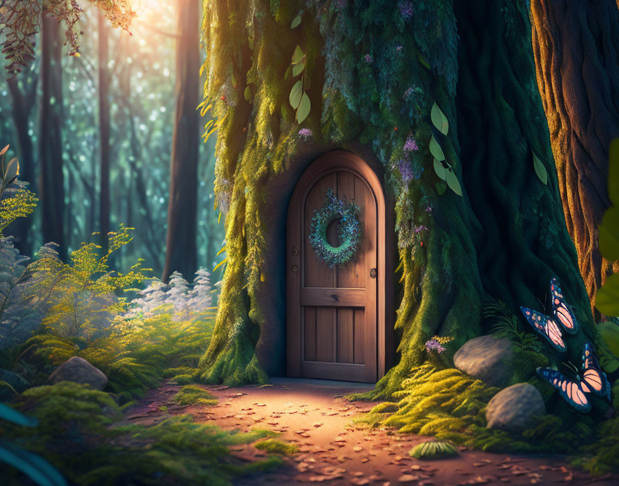 Small door in a forest