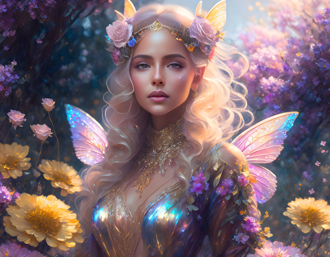 Fairy woman in flowers