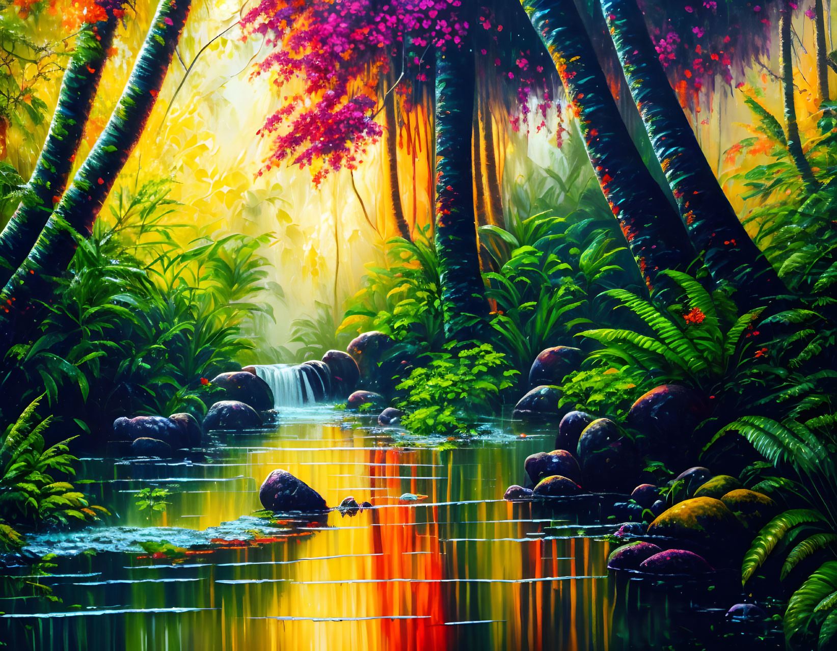 Painting of tropical rainforest