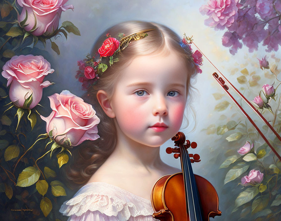 Pretty child  playing violin